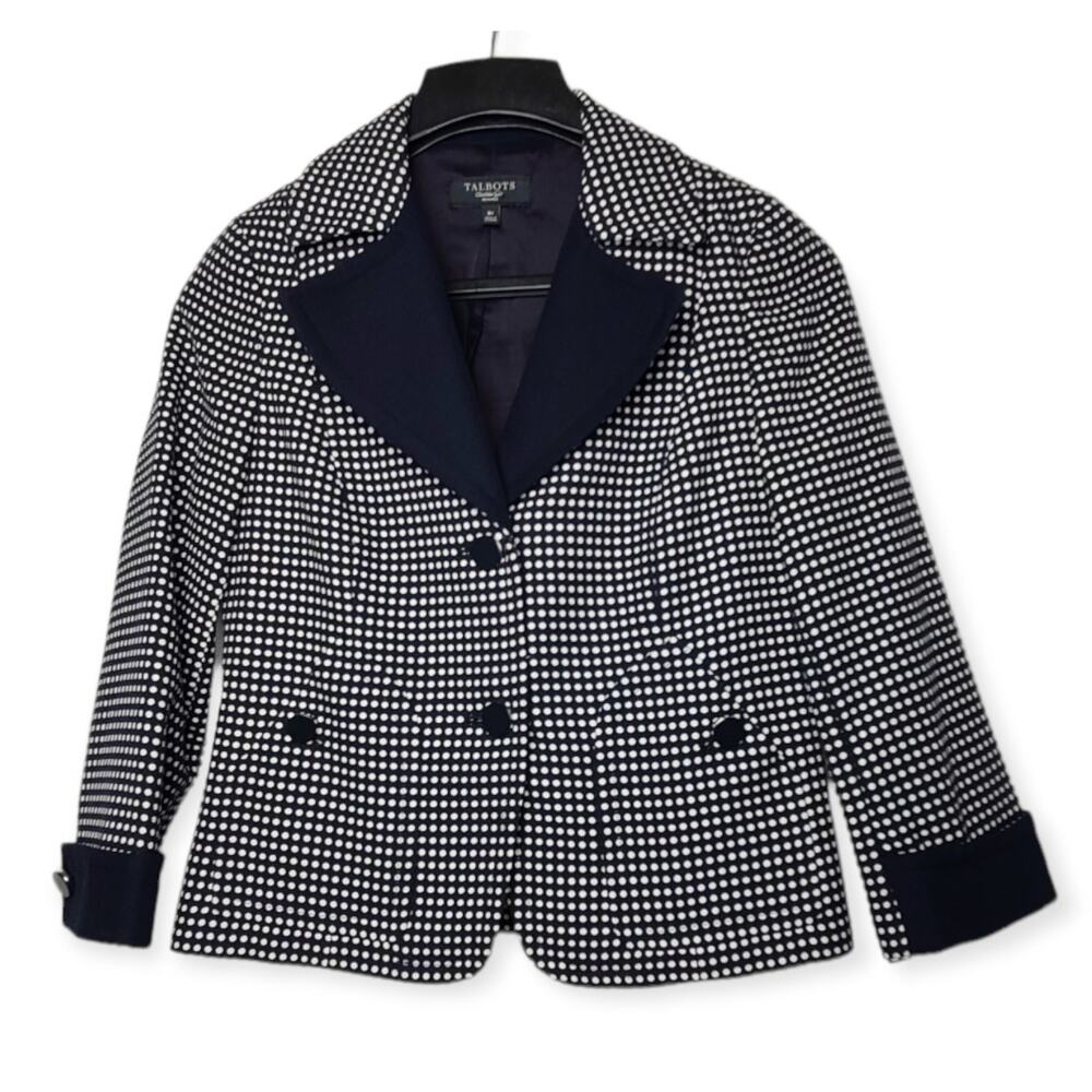 Talbots Jacket Polka Dot Short Lined Blazer Women's Size 8P
